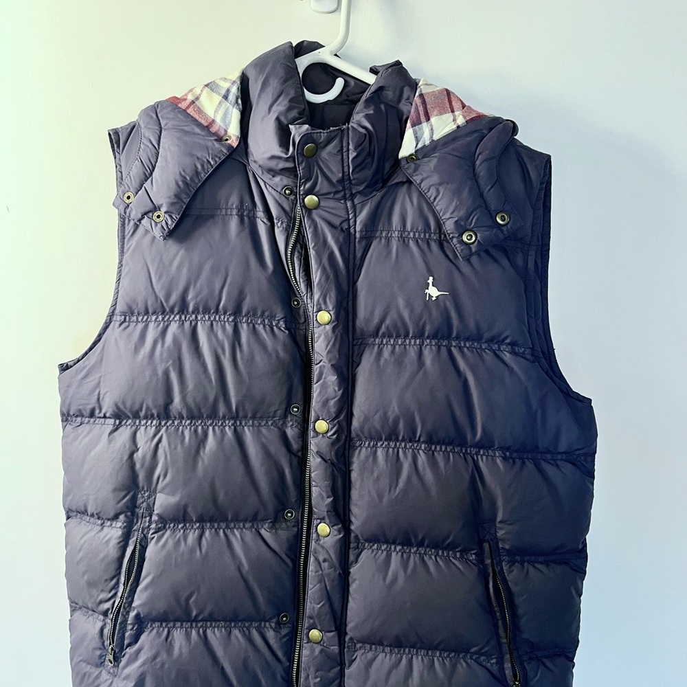 Jack Wills Blue Quilted Vest with High Collar